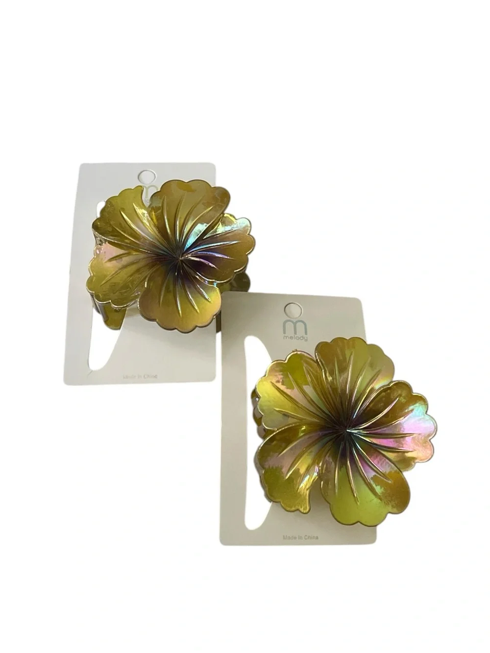 BEAUTIFUL IRIDESCENT FLOWER HAIR CLAW CLIPS